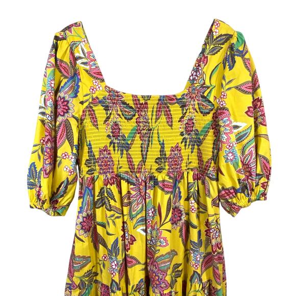 Johny Was Jade Mladen Midi Yellow Floral Sundress Medium - Picture 2 of 13